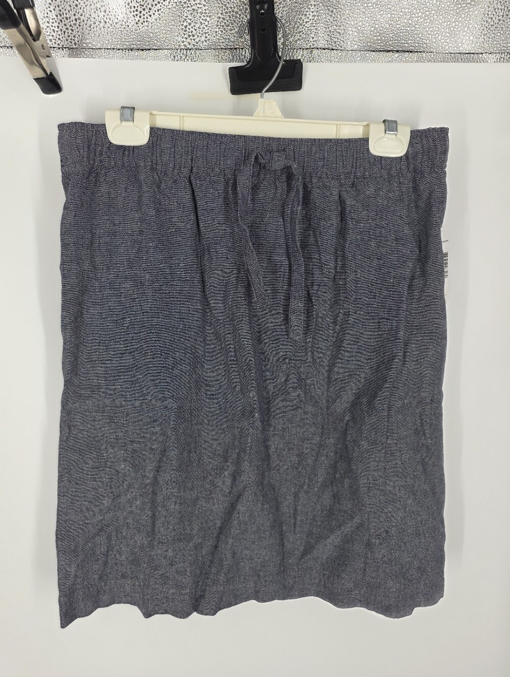 Pendleton Chambray Linen Blend Elastic Drawstring Waist Skirt Size Medium Gray
